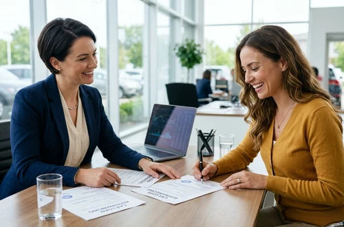 Customer getting answers about their car loan