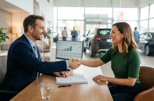 Happy borrower receiving car keys